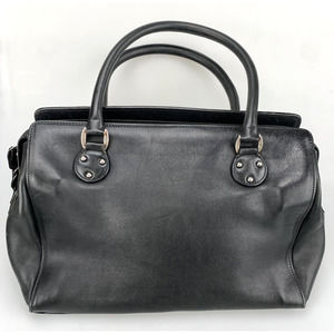 Giorgio Armani Purse Leather Black Satchel Organizer Tote Vintage